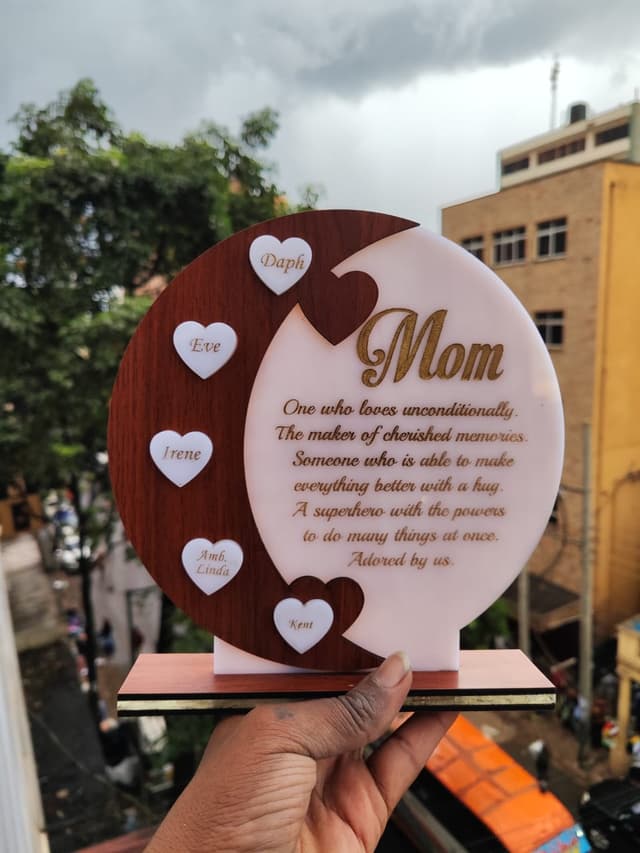 Wooden & Glass Plaque For Mom