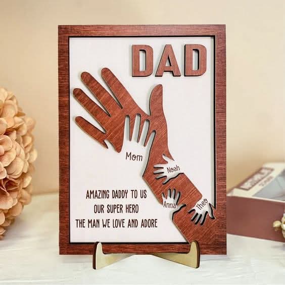 Wooden & Glass Plaque For Dad